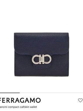 Salvatore Ferragamo Navy Textured Calfskin Wallet